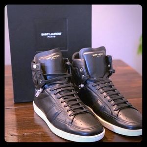 Saint Laurent Moto Court Classic Hi-Top Sneakers